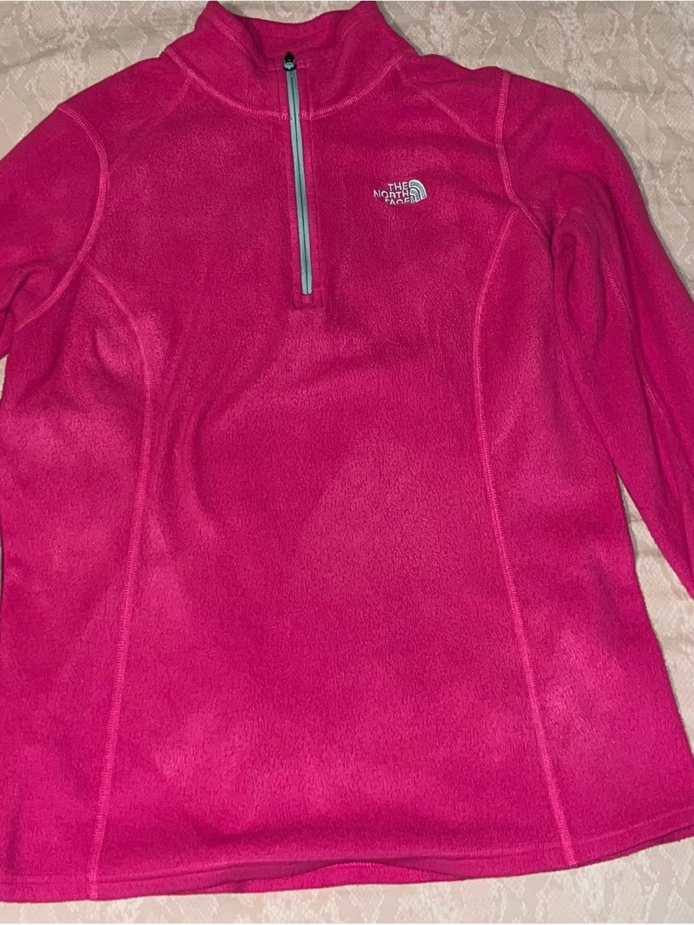 The North Face Women's Bright Pink Quarter-Zip Fleece Pullover